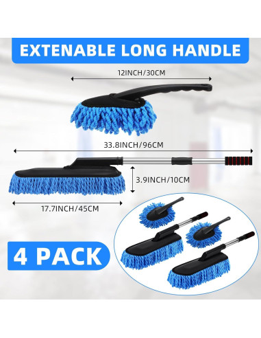 Kit de 4 Dusters de Microfibra Tanlade para Auto Azul