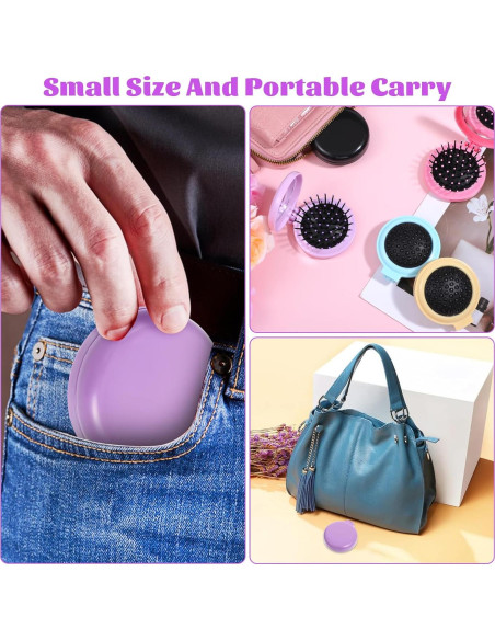 10 Cepillos de Pelo Plegables con Espejo Compacto Dimeho 10 Cepillos de Pelo Plegables con Espejo Compacto Dimeho