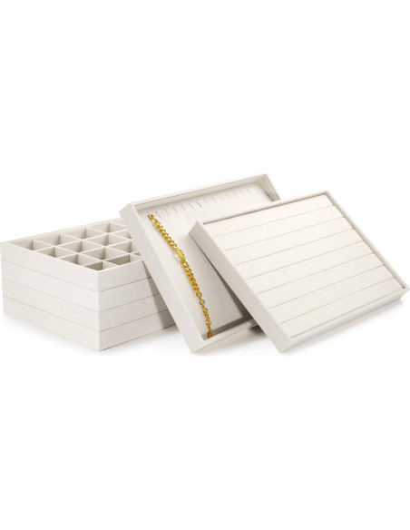 Bandeja de Joyería Oirlv de Lino Beige 35x24x3.5 cm Bandeja de Joyería Oirlv de Lino Beige 35x24x3.5 cm