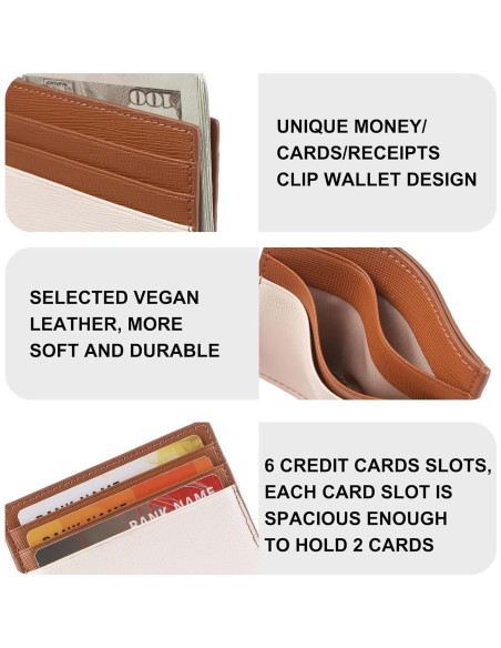 Cartera Porta Tarjetas Slim YIIJAY con Bloqueo RFID Beige/Brown Cartera Porta Tarjetas Slim YIIJAY con Bloqueo RFID Beige/Brown