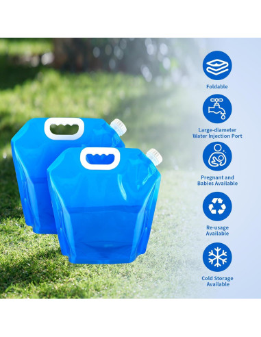 5 Piezas Bolsa de Agua Plegable MATUFF 5L Azul Reutilizable
