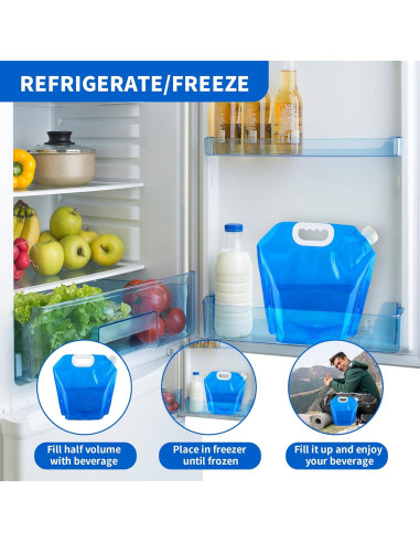 5 Piezas Bolsa de Agua Plegable MATUFF 5L Azul Reutilizable