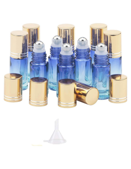 Kesell 10 Botellas de Aceite Esencial Roll-on 5ml Gradiente Azul Kesell 10 Botellas de Aceite Esencial Roll-on 5ml Gradiente Azul