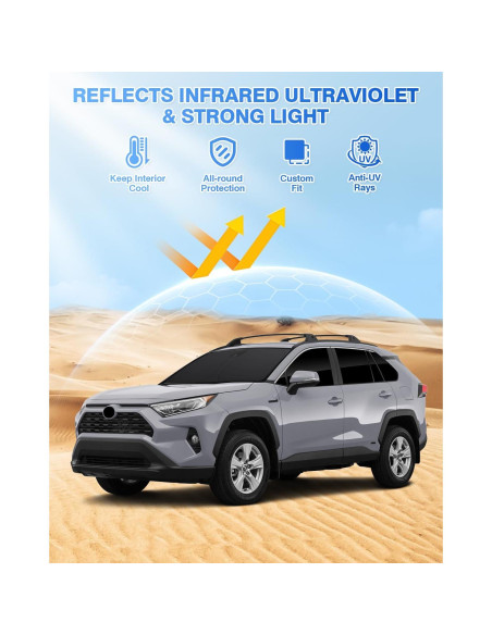 Protector Solar Canvcle para Parabrisas Toyota RAV4 2019-2025 8 Piezas Protector Solar Canvcle para Parabrisas Toyota RAV4 2019-2025 8 Piezas