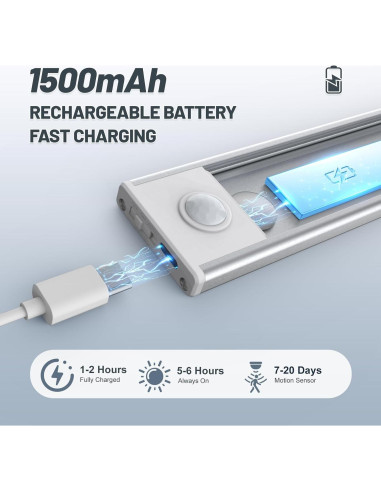 Paquete de 6 luces LED recargables EVERDOSS 20.32 cm con sensor