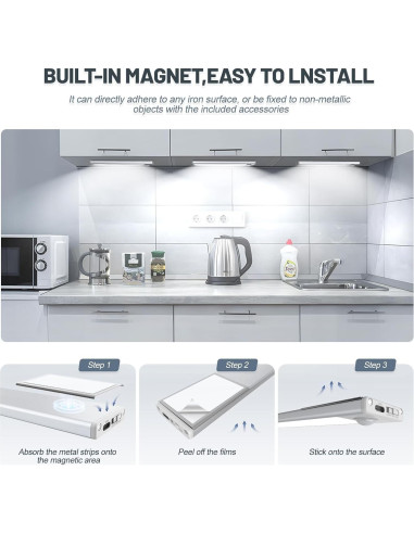 Paquete de 6 luces LED recargables EVERDOSS 20.32 cm con sensor