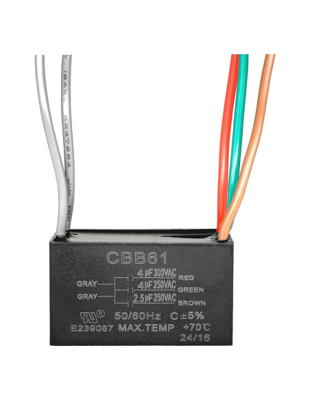 Capacitor de Ventilador YukiHalu CBB61 4uF + 4uF + 2.5uF 250V Capacitor de Ventilador YukiHalu CBB61 4uF + 4uF + 2.5uF 250V