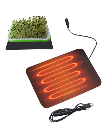 Alfombrilla Térmica para Plantas USB 22x15cm 8.5W Impermeable Alfombrilla Térmica para Plantas USB 22x15cm 8.5W Impermeable