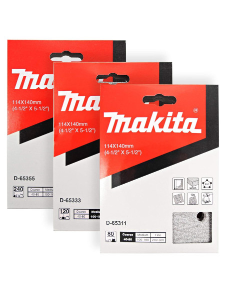 Juego de Papel de Lija Multi-Grano Makita 30 Piezas 11.4x14cm Juego de Papel de Lija Multi-Grano Makita 30 Piezas 11.4x14cm