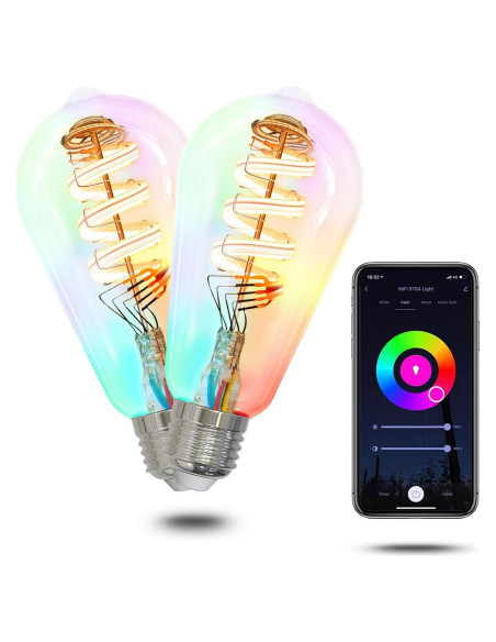 Bombillas LED Inteligentes MOES ST64 WiFi 2 Paquete RGB 5W Bombillas LED Inteligentes MOES ST64 WiFi 2 Paquete RGB 5W