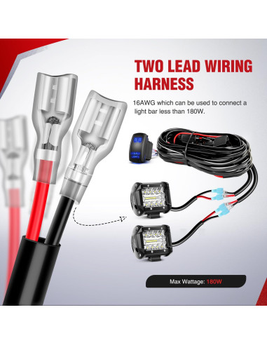 Kit de Cableado Nilight para Luces LED 12V 180W con Interruptor