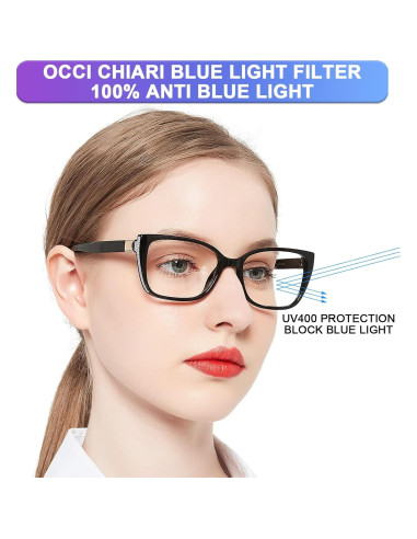 Gafas de lectura OCCI CHIARI para mujeres, bloqueadoras luz azul 1.0x