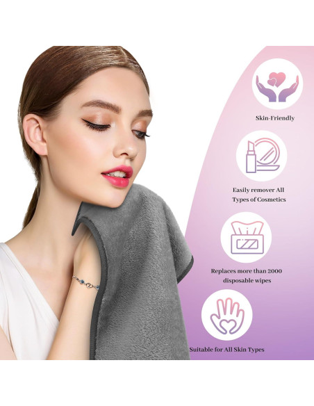 Paquete de 8 Toallas Desmaquillantes HealAge Microfibra 33x18cm