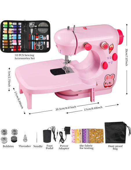 Mini Máquina de Coser Plys Rosa para Principiantes 1.36kg Mini Máquina de Coser Plys Rosa para Principiantes 1.36kg