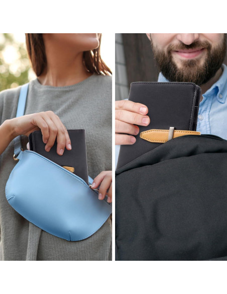 Funda para Pasaporte con Bloqueo RFID y Soporte AirTag - Negro Funda para Pasaporte con Bloqueo RFID y Soporte AirTag - Negro