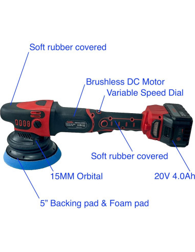 Pulidor de Coche Inalámbrico Canfix 20V 15MM con Baterías