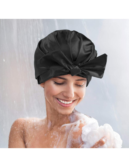 Gorro de Ducha Reutilizable Grande Quanchen Negro Ajustable Gorro de Ducha Reutilizable Grande Quanchen Negro Ajustable