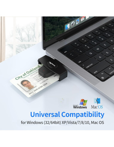 Lector de Tarjeta Inteligente CAC Militar USB C Rocketek - Compatible con Windows, Mac y Linux