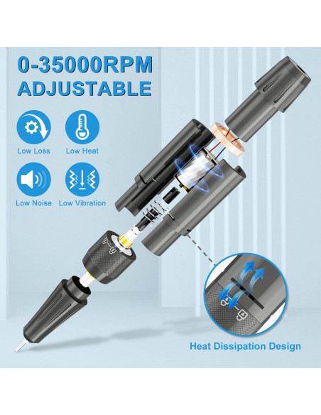Taladro de Uñas Inalámbrico ENGERWALL 35000 RPM Plata Pro Taladro de Uñas Inalámbrico ENGERWALL 35000 RPM Plata Pro