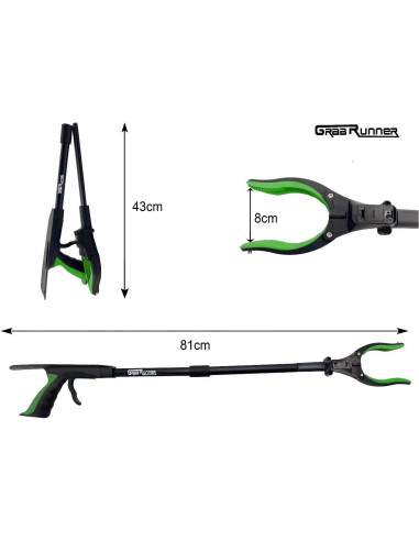 Herramienta de agarre GrabRunner 81 cm con luz LED verde