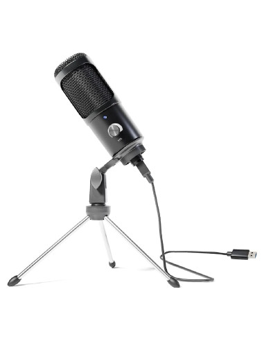 Micrófono USB TalkWorks con trípode - Ideal para PC y podcasts