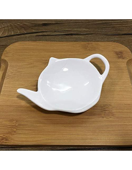 Sizikato 4 Posavasos de Cerámica Blanca para Té y Cucharas Sizikato 4 Posavasos de Cerámica Blanca para Té y Cucharas