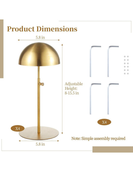 Soporte para Sombreros Dorado OMISTAR, Ajustable 20.32-39.37 cm Soporte para Sombreros Dorado OMISTAR, Ajustable 20.32-39.37 cm