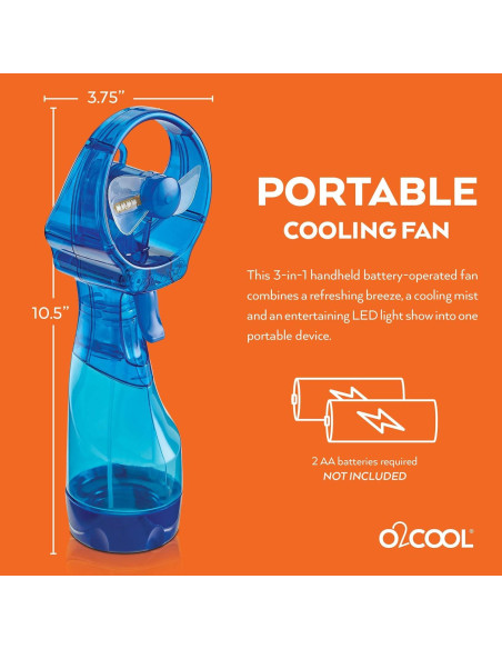 Ventilador de Mano O2COOL Deluxe con Rocío LED Frambuesa Ventilador de Mano O2COOL Deluxe con Rocío LED Frambuesa