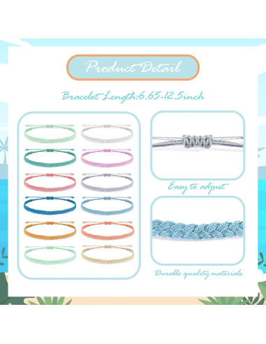 Pulseras de Cuerda Surferas para Mujeres - Ajustables y Impermeables