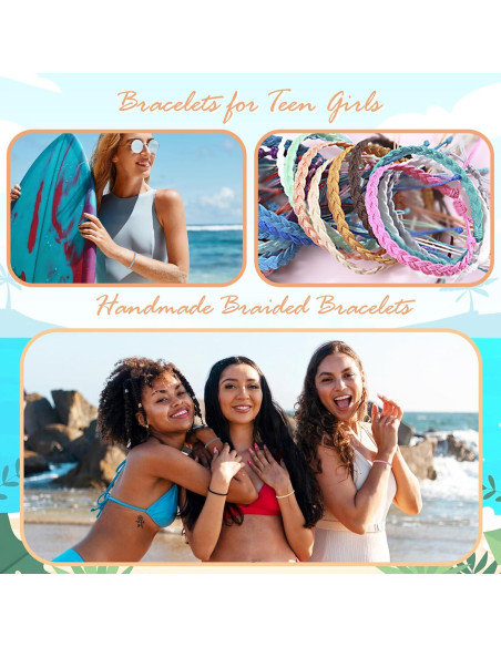 Pulseras de Cuerda Surferas para Mujeres - Ajustables y Impermeables