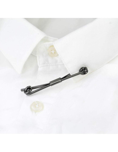 Clip de Corbata Ajustable YYBONNIE en Metalizado Plata, Oro y Negro