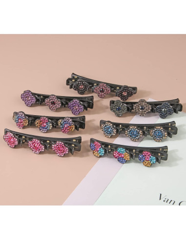 Clip de Pelo Trenzado Besaleck con Rhinestone - 4 Piezas