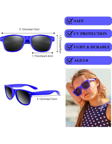 Gafas de Sol para Niños MIAHART 12 Piezas Azul UV400