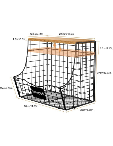 Cesta de Alambre con Tapa Jautokerdar 4 Piezas para Cocina