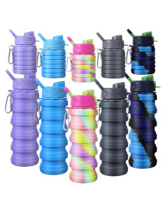 Botellas de Agua Plegables CHENGU 500 ml 5 Pcs Silicona Colorida