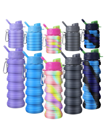 Botellas de Agua Plegables CHENGU 500 ml 5 Pcs Silicona Colorida Botellas de Agua Plegables CHENGU 500 ml 5 Pcs Silicona Colorida