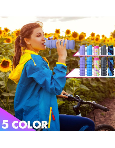 Botellas de Agua Plegables CHENGU 500 ml 5 Pcs Silicona Colorida