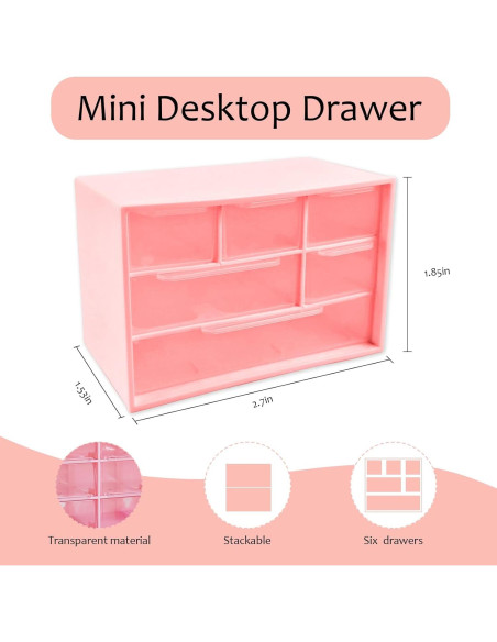 Organizador de Cajones Mini Nirvany Rosa 6 Cajones Plástico Organizador de Cajones Mini Nirvany Rosa 6 Cajones Plástico