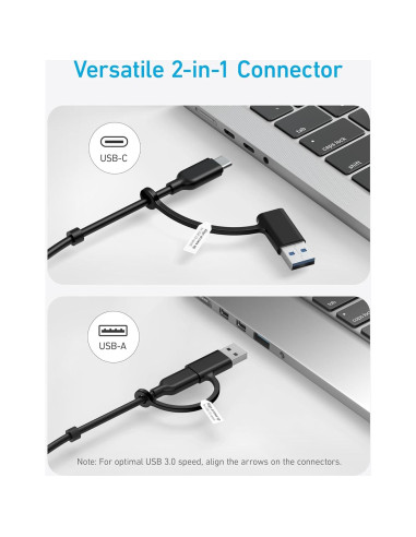 Hub USB-C Anker 8-en-1, 5Gbps, 3 Puertos USB-A, 4 USB-C, 100W