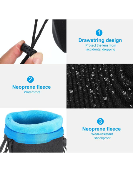 Bolsa de Lente Neopreno PATIKIL 2 Pcs 75x100mm Impermeable Bolsa de Lente Neopreno PATIKIL 2 Pcs 75x100mm Impermeable
