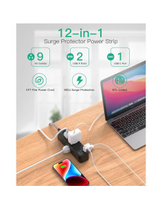Regleta de Extensión 1.5M MIFASOPOWER con 9 Salidas y 3 USB 2