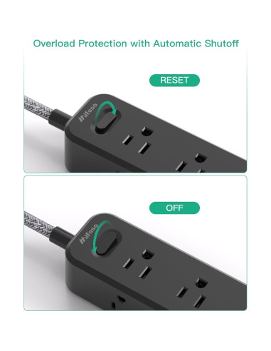 Regleta de Extensión 1.5M MIFASOPOWER con 9 Salidas y 3 USB