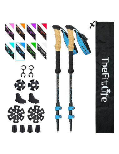 Bastones de Senderismo TheFitLife de Fibra de Carbono 135 cm