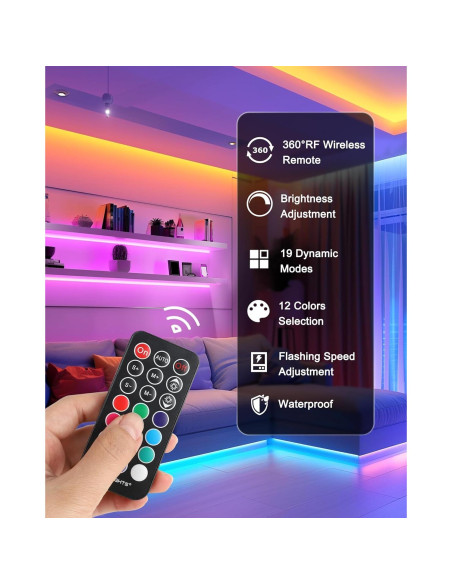 Tiras de LED RGB HitLights 121.92 cm Impermeables con Control Remoto