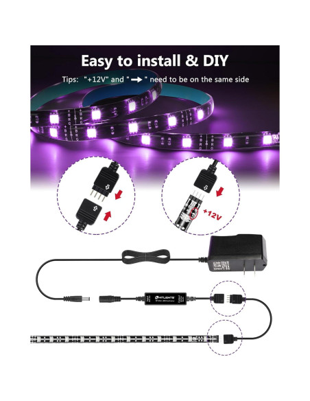 Tiras de LED RGB HitLights 121.92 cm Impermeables con Control Remoto
