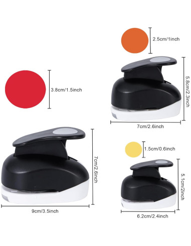 Perforadora Circular para Manualidades Katfort 3 Pack 3.8cm 2.5cm 1.5cm