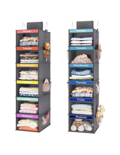 Organizador de Ropa Semanal Fixwal 2 Piezas 130x30x30cm Gris