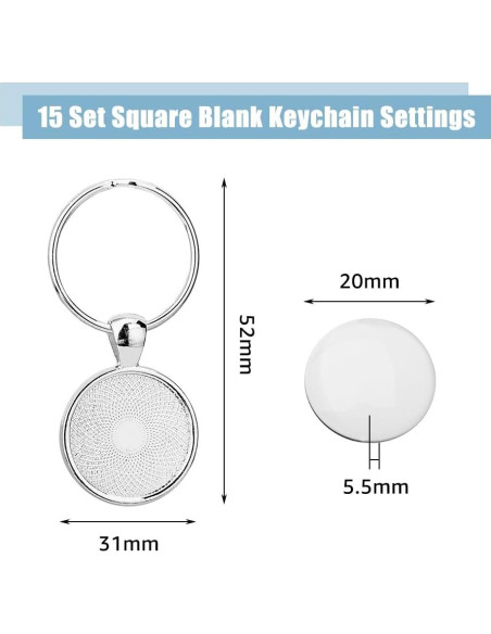 Kit de Llavero DIY DICOSMETIC 20 Sets 20mm Platino Kit de Llavero DIY DICOSMETIC 20 Sets 20mm Platino
