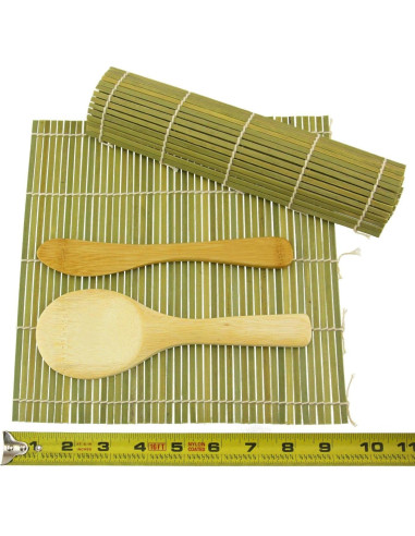 Kit de Hacer Sushi JapanBargain - 2 Esteras de Bambú Verde