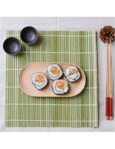 Kit de Hacer Sushi JapanBargain - 2 Esteras de Bambú Verde